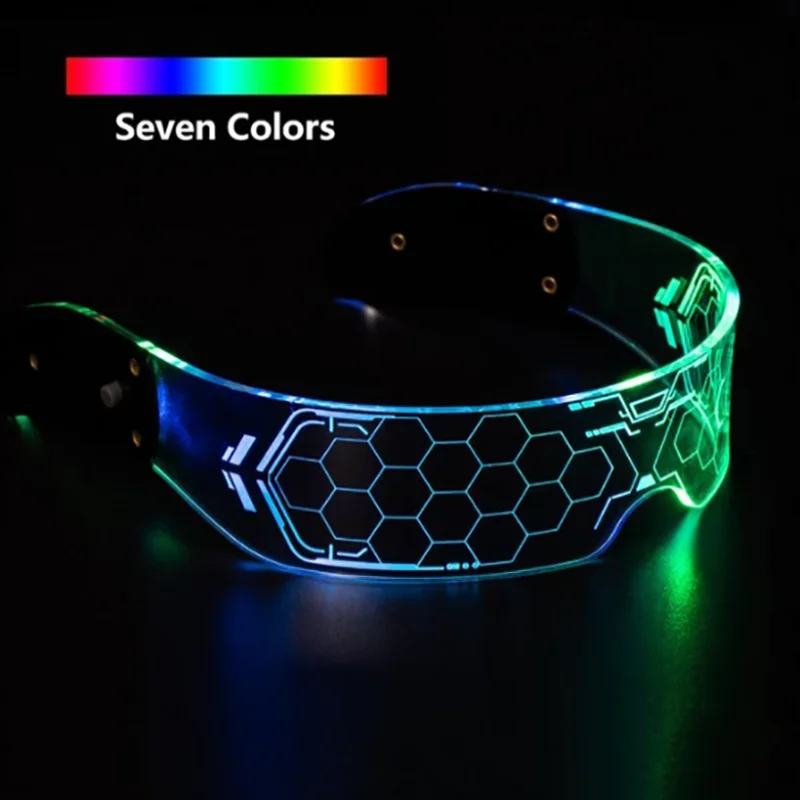 Colorful Luminous LED Glasses for Music Bar KTV Neon Party Christmas Halloween Decoration LED Goggles Festival Props