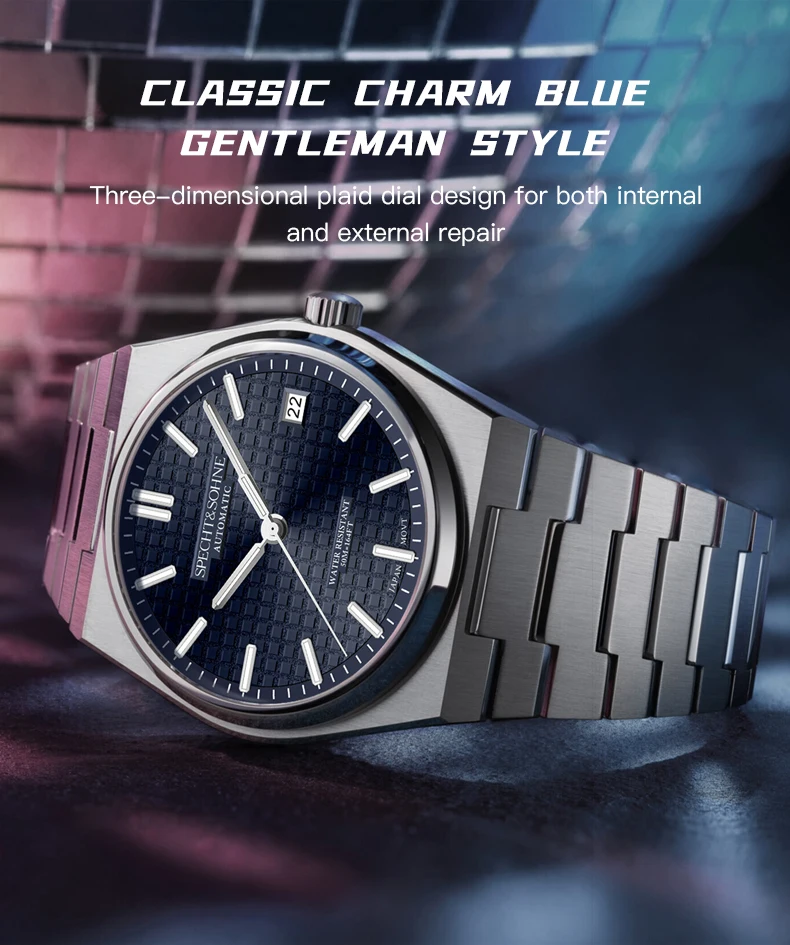 Neue Heiße Verkauf Specht & Söhne Automatische Uhr Für Männer Japan 8215 Movt Mechanische Armbanduhr Rose Gold Leucht 50 M wasserdicht – Detail 7