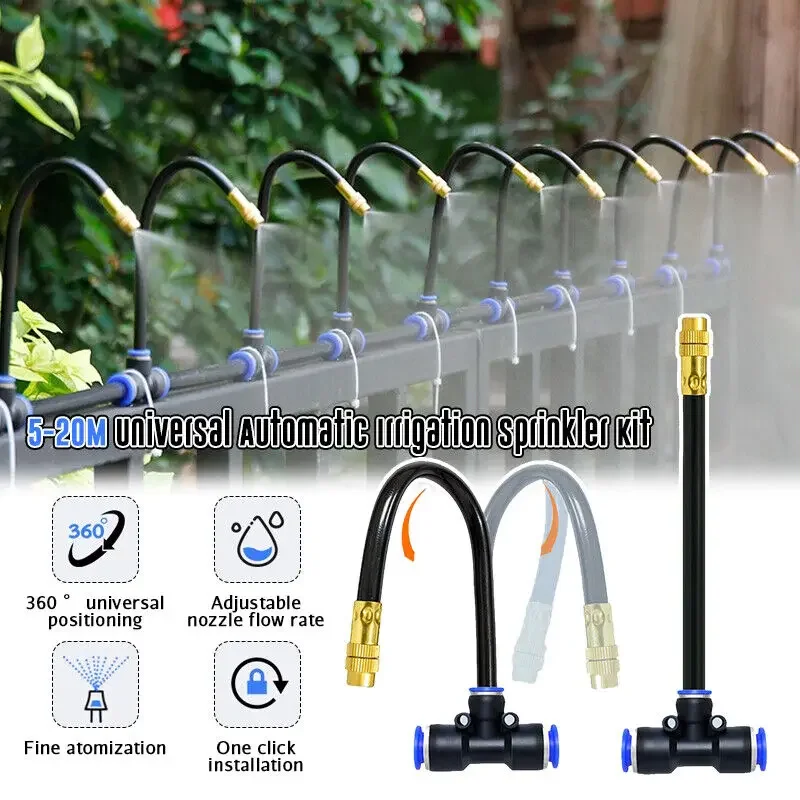 5/10/20M Universal Automatic Irrigation Sprinkler Kit Rotating Copper Nozzle Garden Balcony Atomization Sprinkler Watering Kits