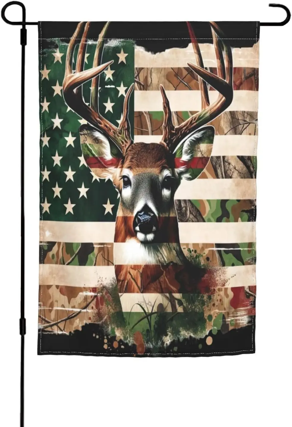 Deer Camo American Flag Garden flags, Double Sided Small Flags for Yard Suitable for Outside or Garden Patio Yard Decor 12X1 ZZM