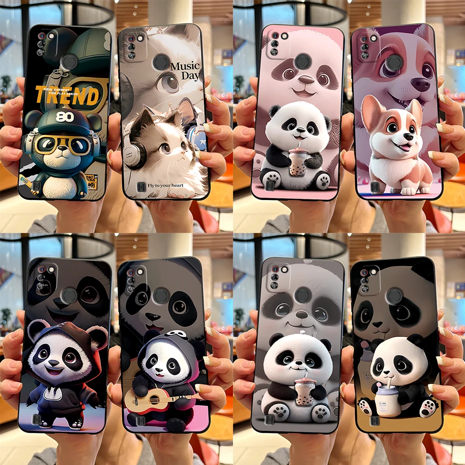 Holder For Tecno Pop 4Pro Soft Back Case Sticker Protector Cover Booster For Tecno Pop 4 Pro Cute Cartoon Mobile Phone Bag Shell