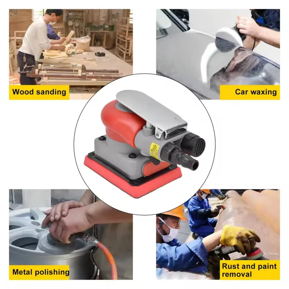 Square Pneumatic Grinder 75X100MM Air Sander Polisher 10000rpm For Car Paint Furniture Wood Surface Sanding Tool
