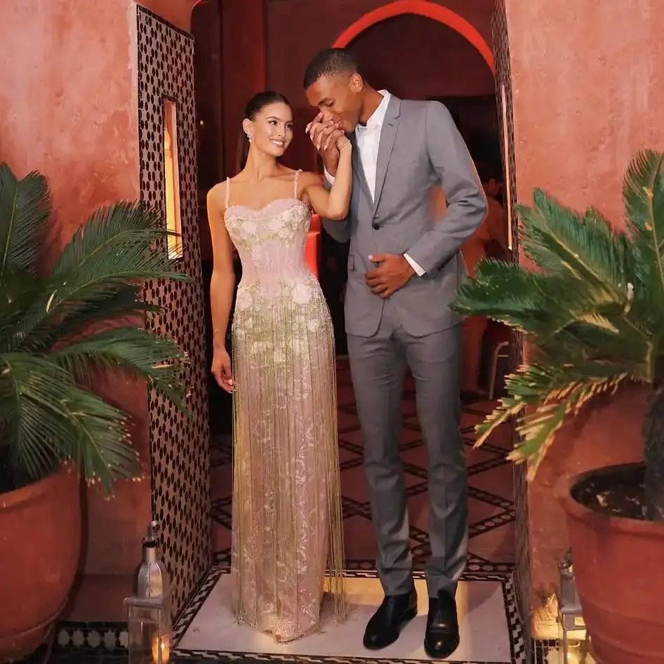 Ofherown Beading Tassel Embroidered Evening Dress Women Spaghetti Straps Lace Appliques Prom Gowns Formal Gala Party Gown