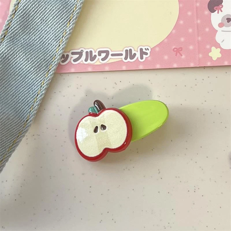 Cute Small Fresh Red Apple Hair Clip Duckbill Clip Sweet Girl Hairpin All-match Bangs Side Clip Headwear Barrette Hair Accessory