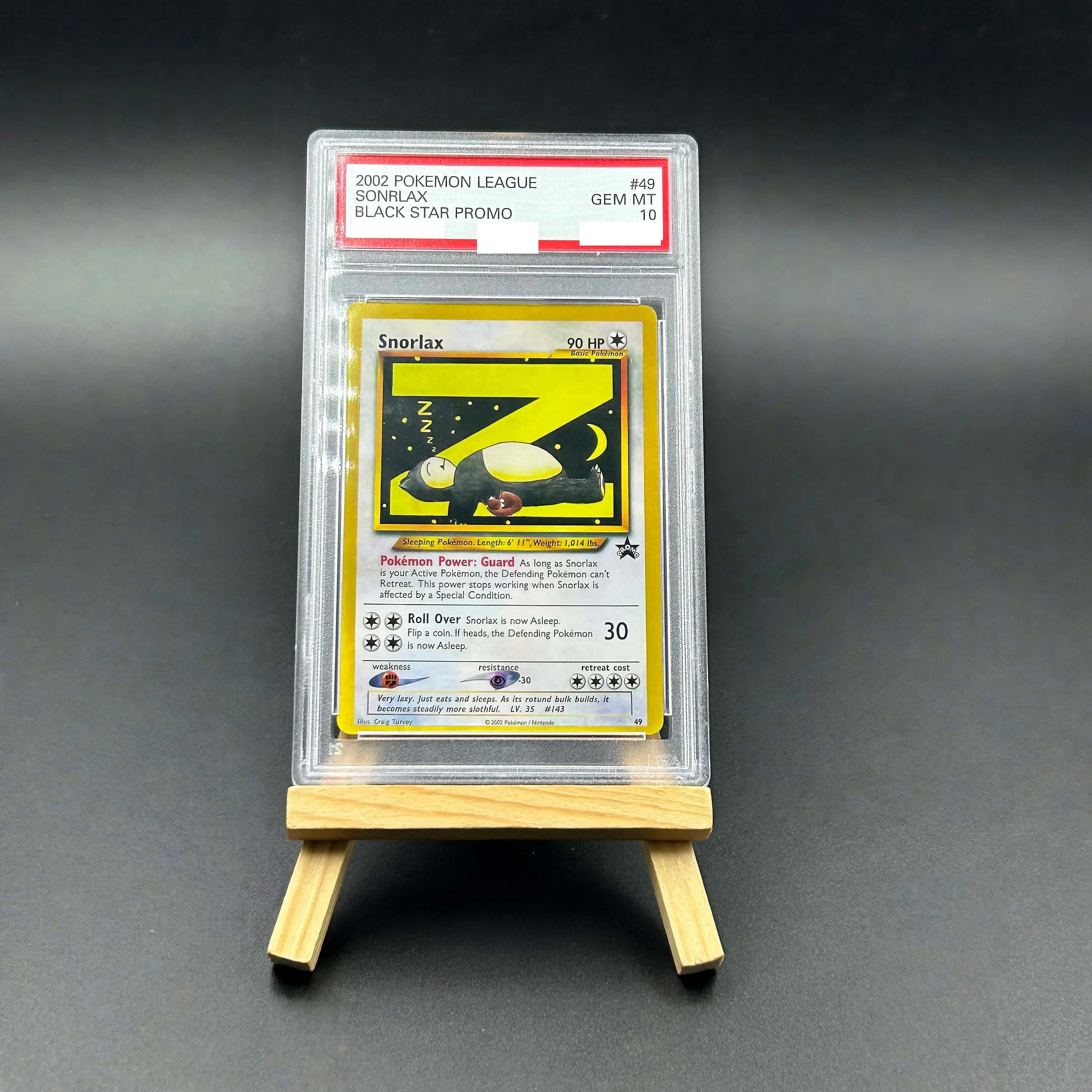 

2002 Pokemon League Snorlax Black Star Promo Textured Card - Gem Mint 10 Collectible TCG