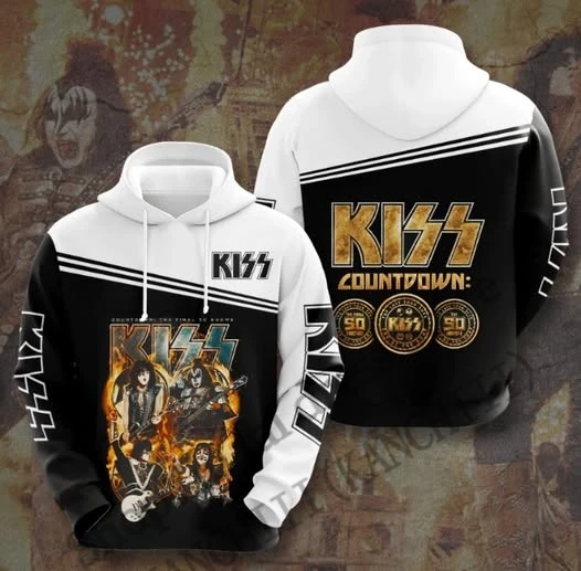 رجل جولة هوديس جديد روك قبلة الفرقة ثلاثية الأبعاد طباعة هوديي الرجال النساء موضة هوديي البلوز للجنسين رياضية الرجال الملابس سوداديراس