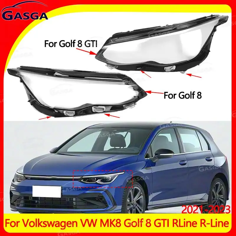 Headlamp Lens For Volkswagen VW MK8 Golf 8 GTI RLine R-Line 2021-2023 Front Headlight Lampshade Transparent Lampshell Lens Cover