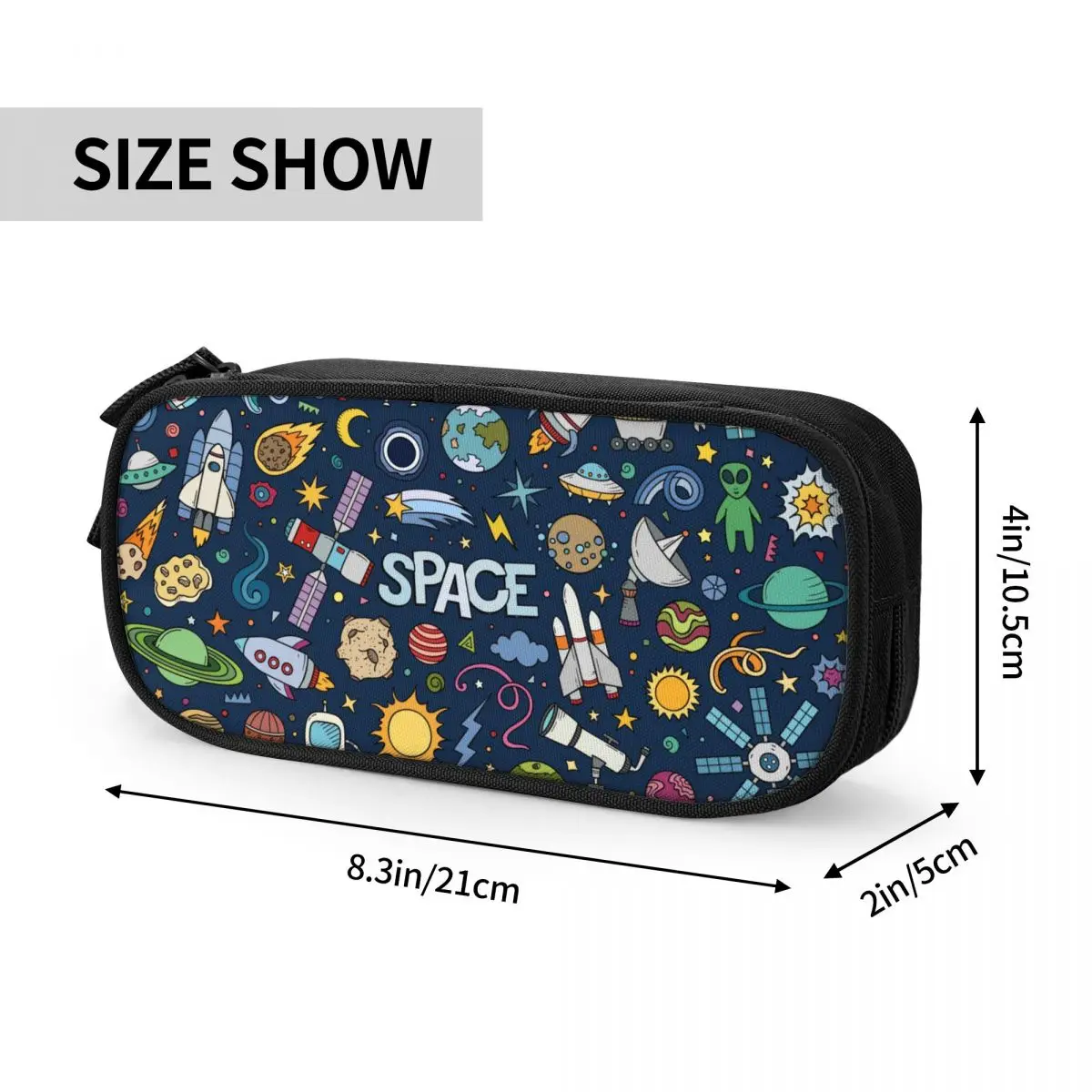 Imagem -04 - Estojos de Lápis Personalizados para Meninas e Meninos Universo Espacial Sol Planeta Astronauta Nave Espacial Grande Capacidade Material Escolar