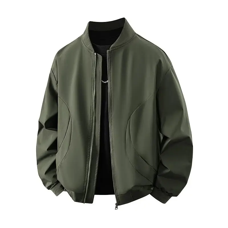 

Новая мужская повседневная тонкая бейсбольная куртка свободного кроя 2025 года, модная ретро-модель, весенне-осенняя верхняя одежда из полиэстера на молнии