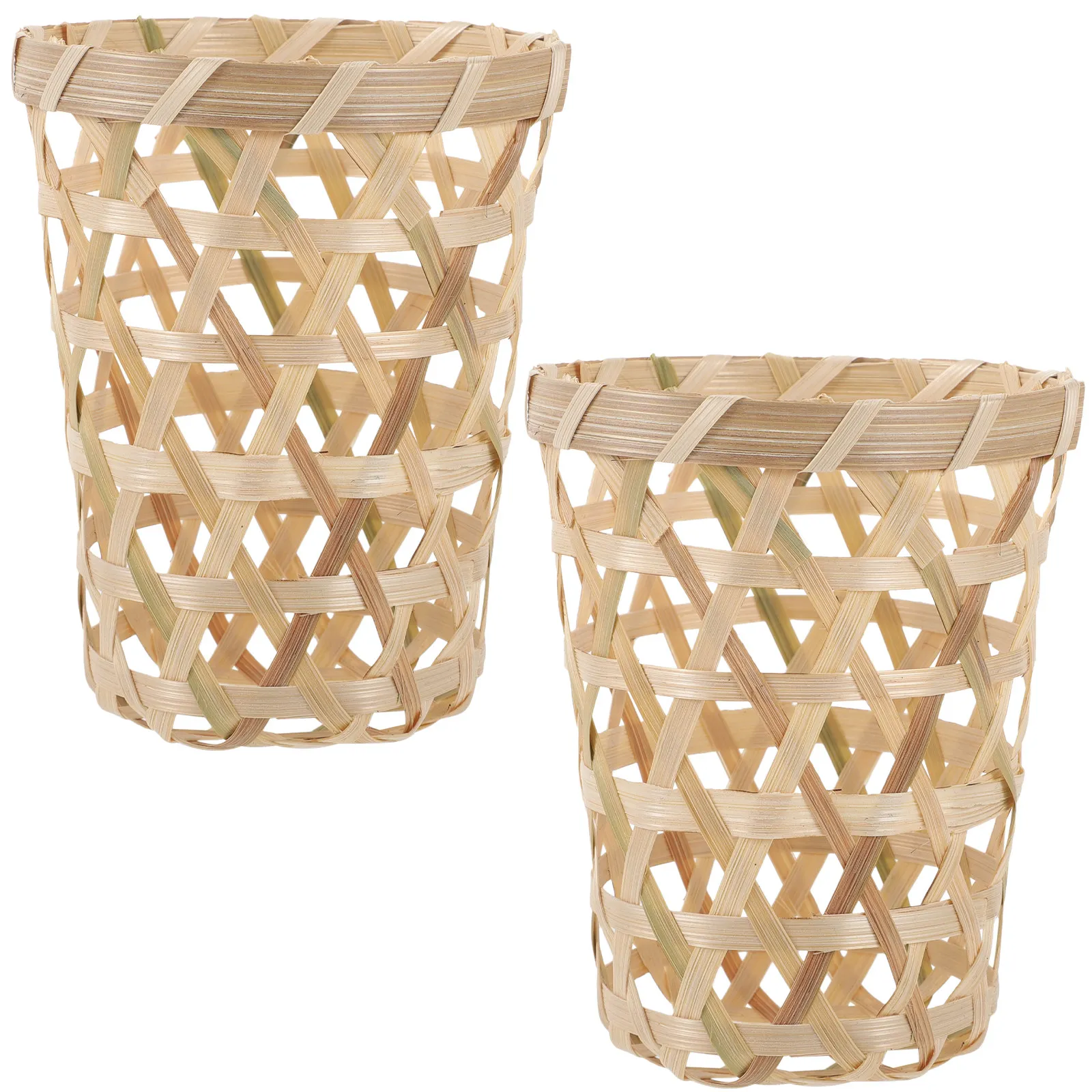 2Pcs Bamboo Milk Tea Cup Basket Handwoven Drink Holder for Coffee Glass Cup Garden Decor Accessories Sturdy Reusable
