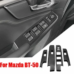 For Mazda BT-50 BT50 2021- 2023 ABS carbonfiber door armrest window lift button switch cover glass control panle cover sticker