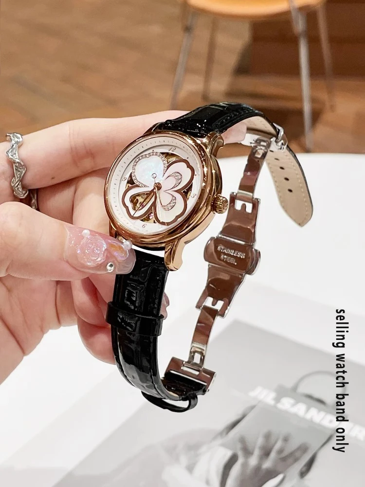 النساء فراشة مشبك جلد طبيعي حزام ساعة اليد ل Fiyta LA8262 LA8562 أي ماركة حزام موضة الأدمة حزام الساعات سوار