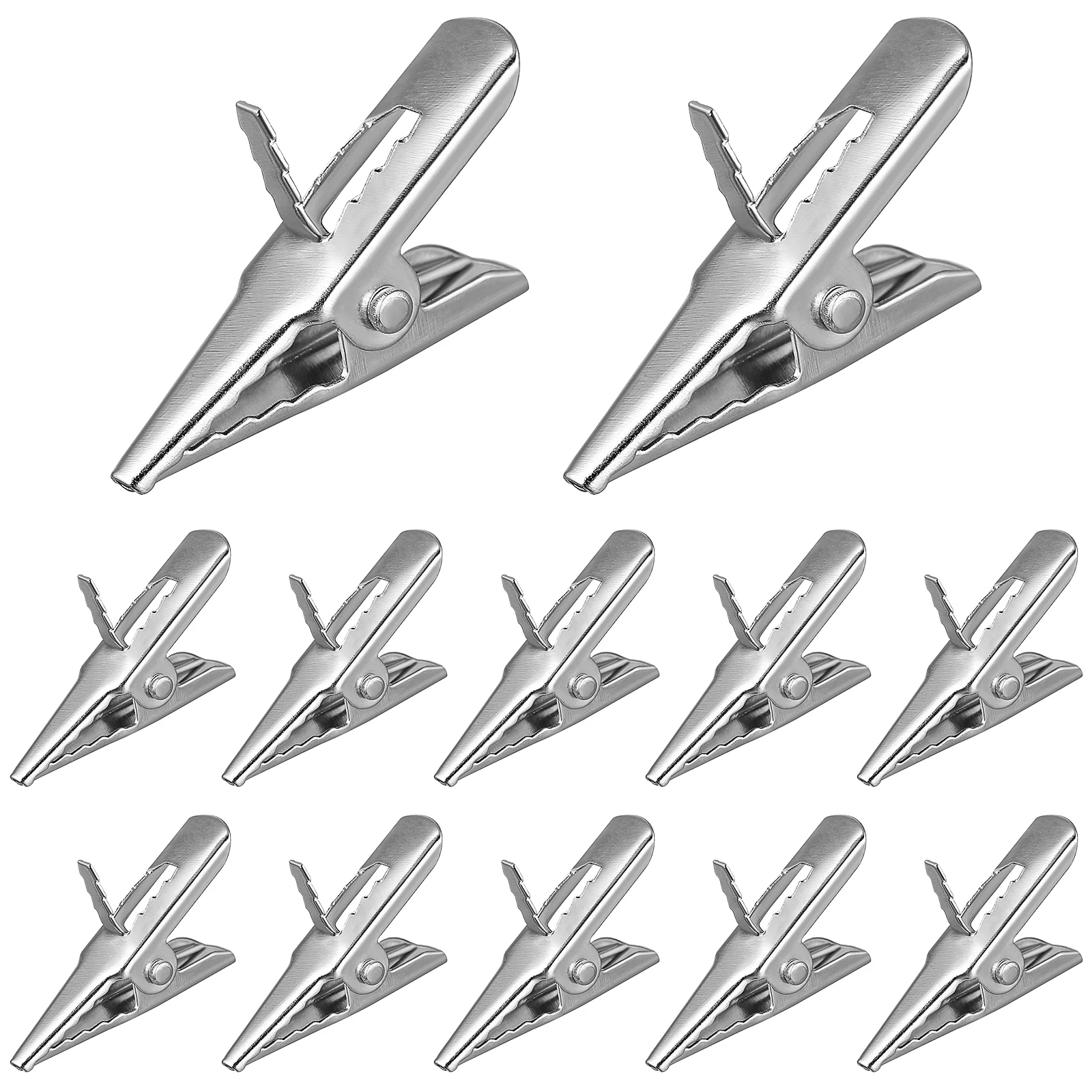 

50 Pcs Alligator Clips Christmas Ornament Holders Metal Silver Small for Xmas Decors