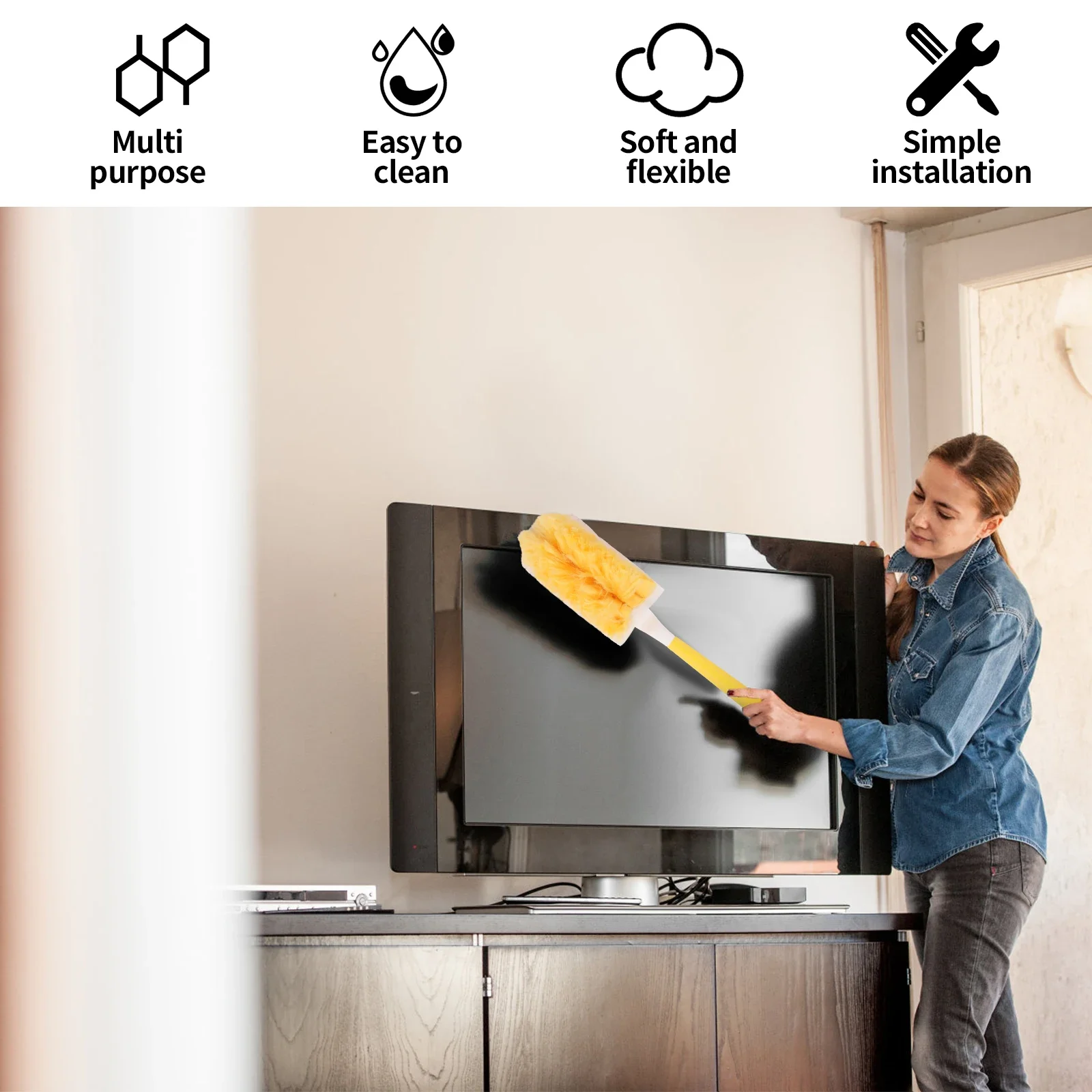 Picture 4: Electrostatic Brush Disposable Dual Sided Duster Retractable Pole 360° Replaceable Cleaning Ceiling Fan Dusting for swiffer