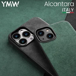 YMW ALCANTARA Case for iPhone 16 Pro Max 15 14 13 12 mini 11 SE Supercar Interior Luxury Suede Leather Phone Cover