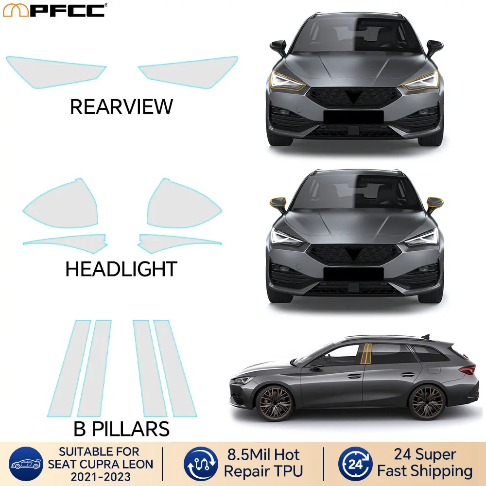 

For Seat Cupra Leon 2021-2023 PPF Headlight Rearview Protection Film Car Sticker Anti-scratch Protective TPU Car Wrap Film