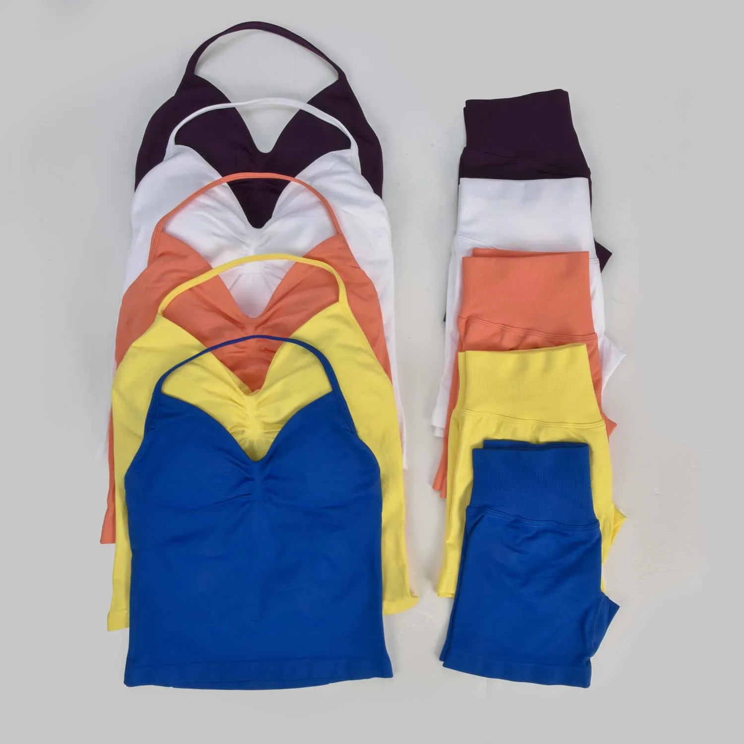 

2 Pieces Sports Set Women Backless Tank Yoga Tops High Waist Scrunch Seamless Shorts Sport Gym Set Sportswear Workout Set