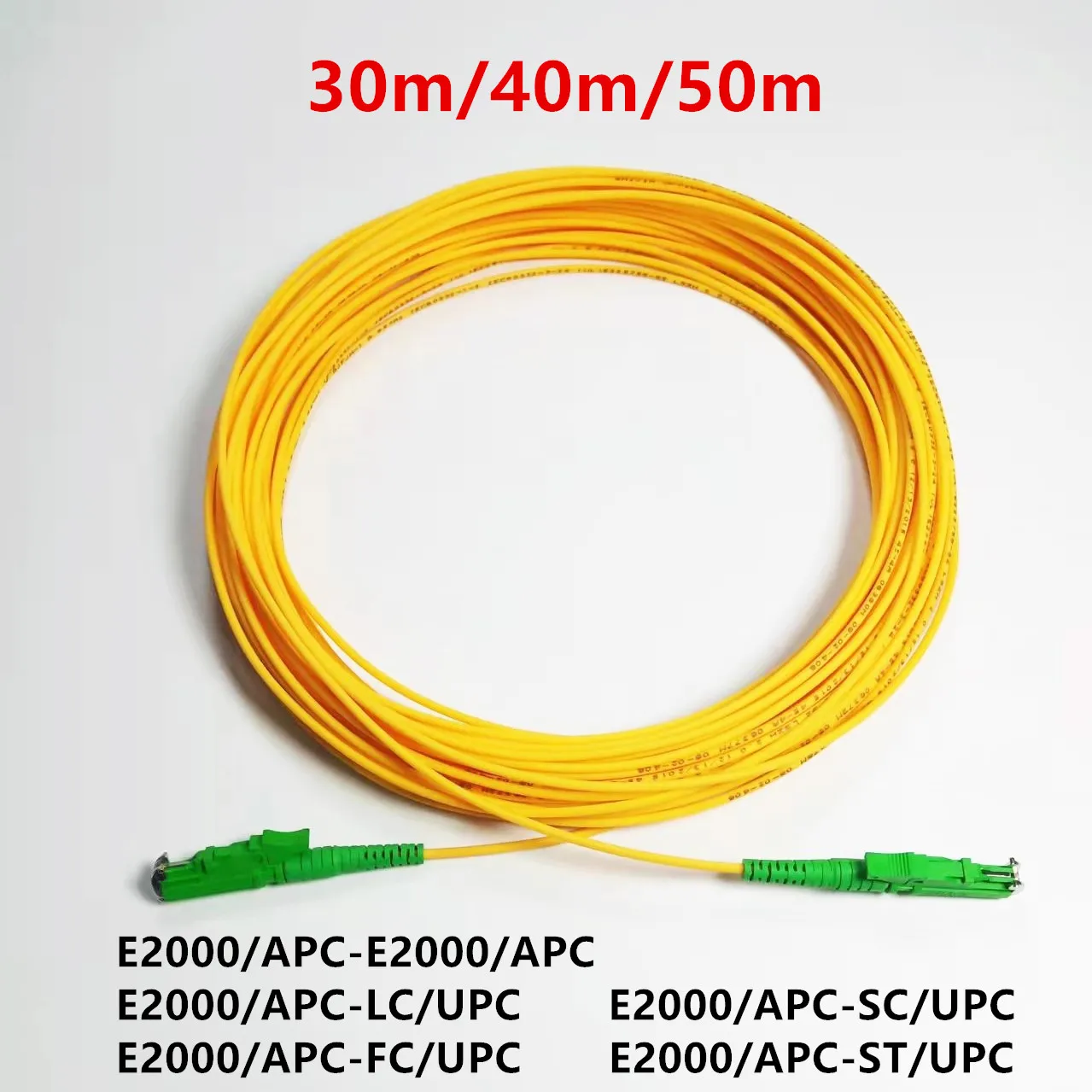 

Fiber Optic Jumper E2000/APC,Yellow Single-mode Single-core 2.0mm, Data Center LC-FC-SC-ST,UPC,APC,30m,40m,50m