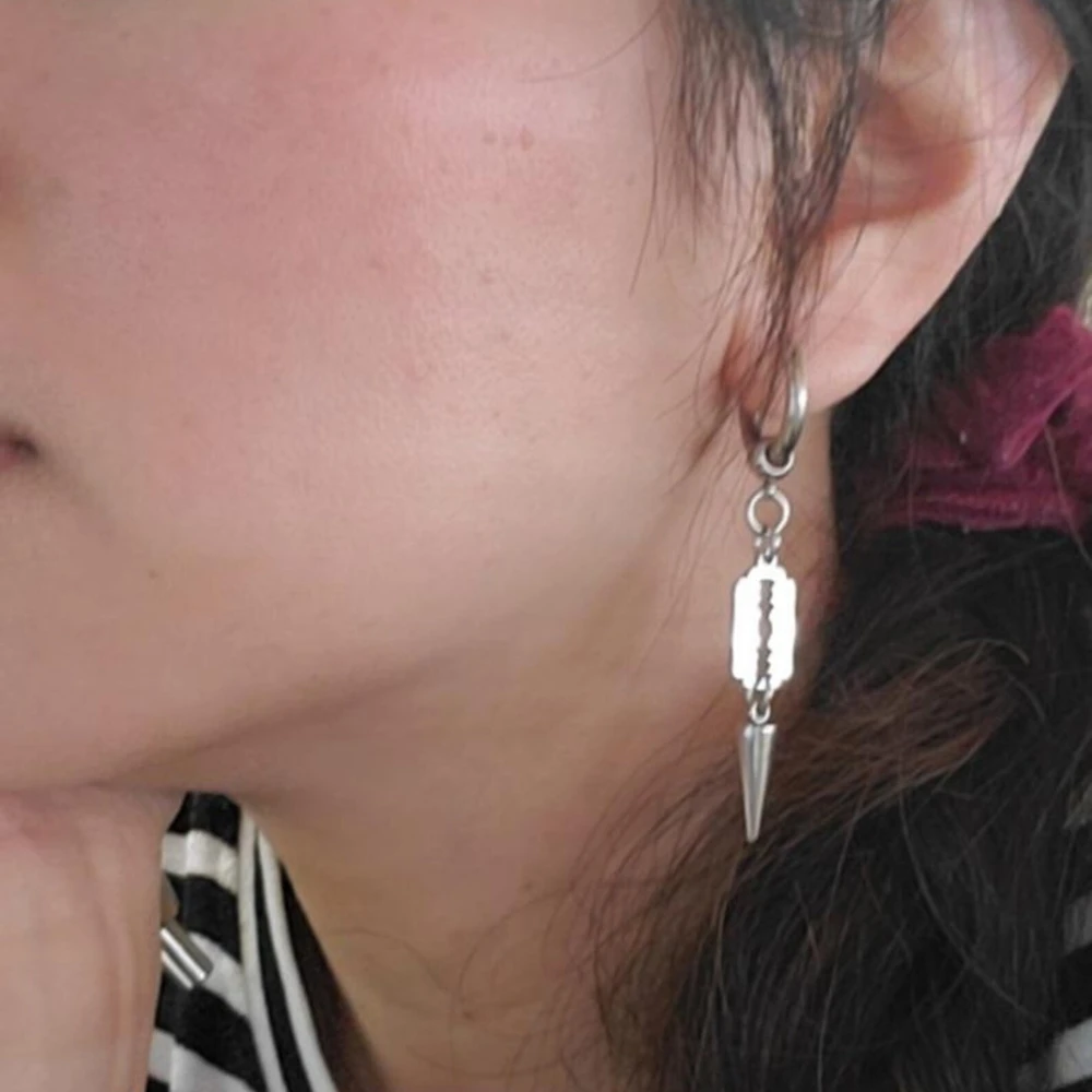 Barbed Shaver Earrings | Stainless Steel, Alternative Goth, Grunge, Y2K, Unisex