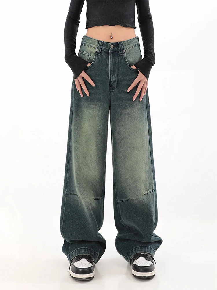 

2023 Summer Gyaru Harajuku Trousers Y2K High Waist Streetwear Kpop Baggy Jeans CozyFull Length Straight Pockets Wide Leg Pants