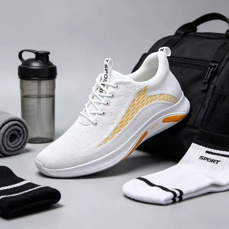 

2026 New Men's Height Increasing Shoes Hidden Heel Elevator Sneakers White Black Breathable Mesh Fashion Casual Shoes