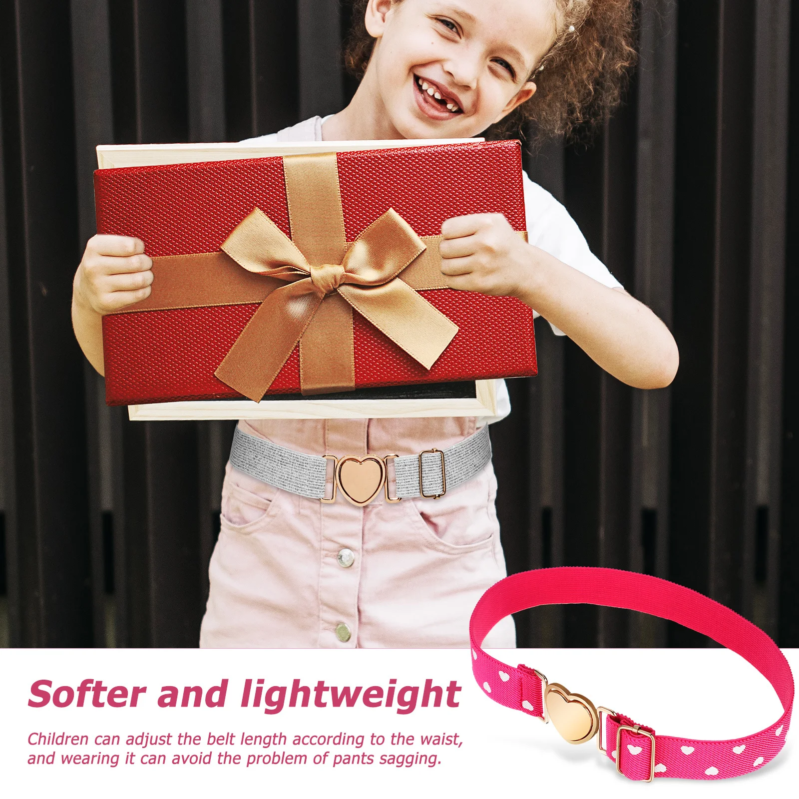 

4Pcs Elastic Belt Adjustable Waist Belt Heart Shape Buckle Decorative Elastic Waistband for Active Play