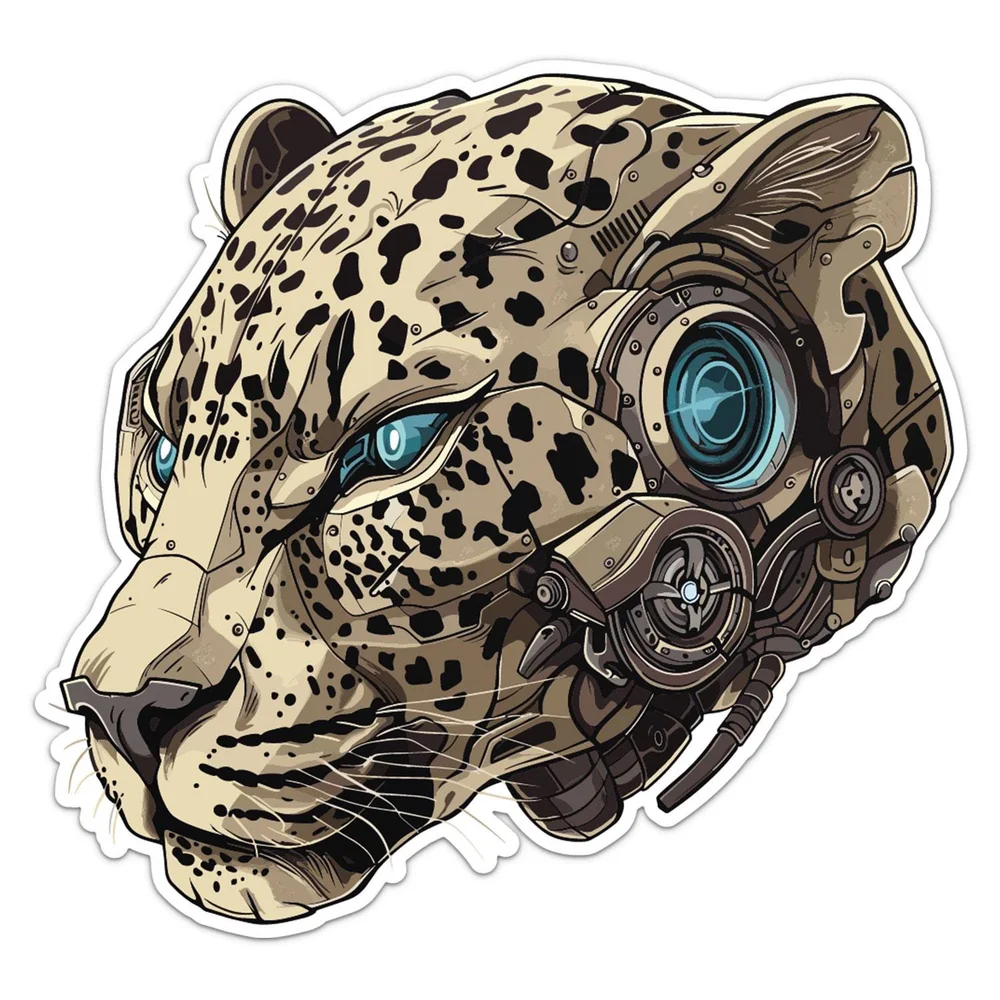 Biomechanical Leopard Animal Robot Vinyl Car Sticker Decorative Decal for Car Bumper and Toolbox Novelty Auto Decor