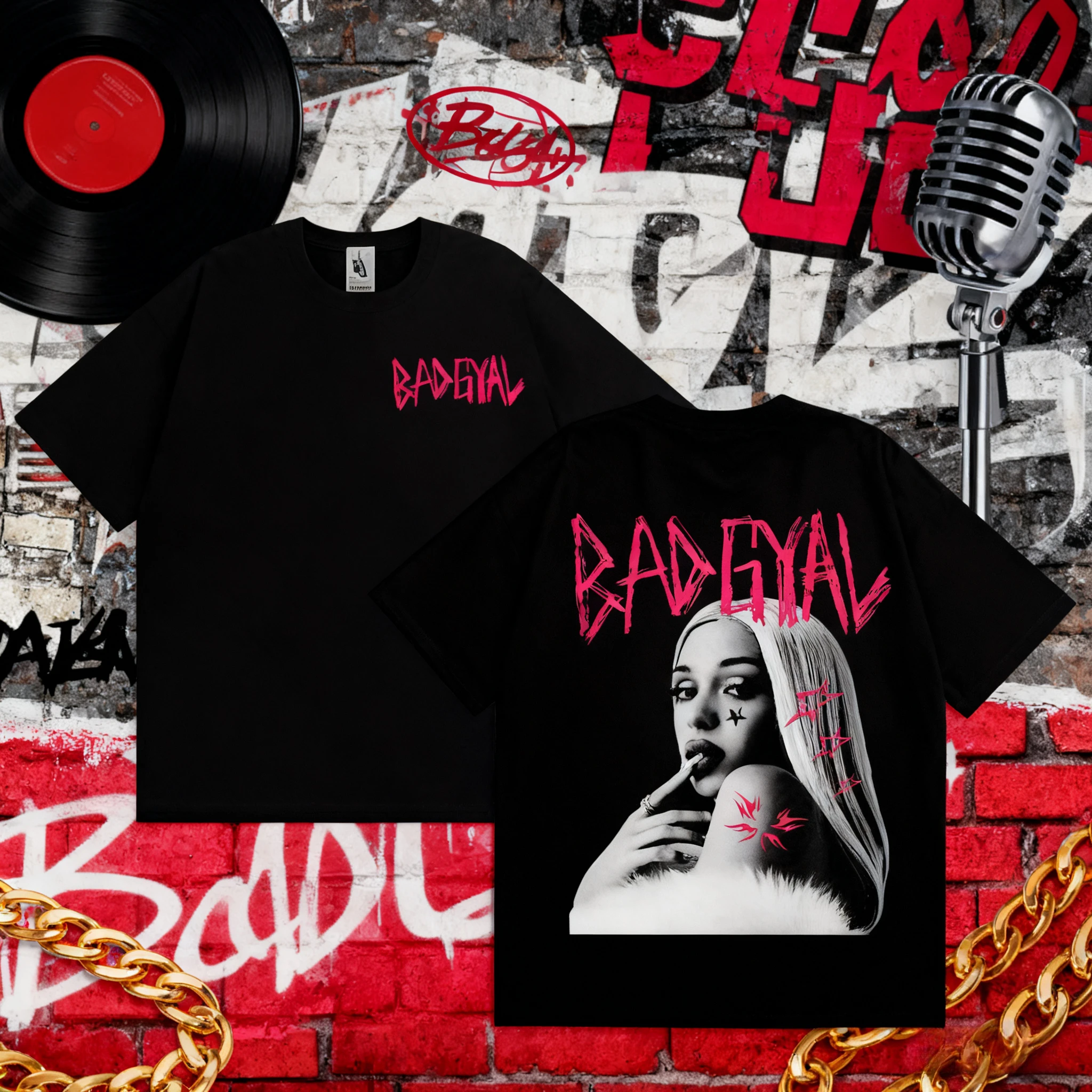 2025 الصيف المغني باد جيال ألبوم تي شيرت مسطح الرجال موضة الهيب هوب ريترو القطن قصيرة الأكمام فضفاضة قميص غير رسمي #1