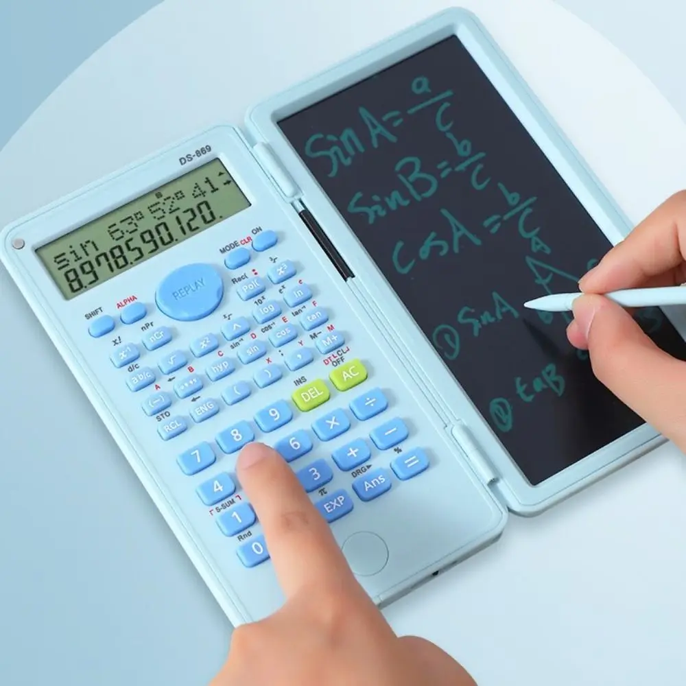 Functional 2 IN 1 Scientific Calculator with LCD Notepad 12 Digits Portable Math Calculator Foldable Handwriting Board Students