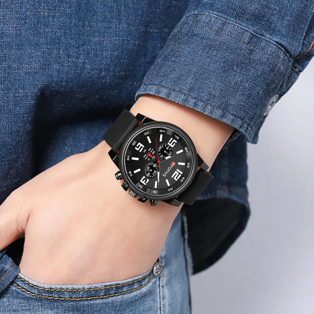 Fashionable Men Wristwatch Stylish Men's Quartz Wrist Watch with Silicone Strap Minimalist Design Casual Fashion for Teens