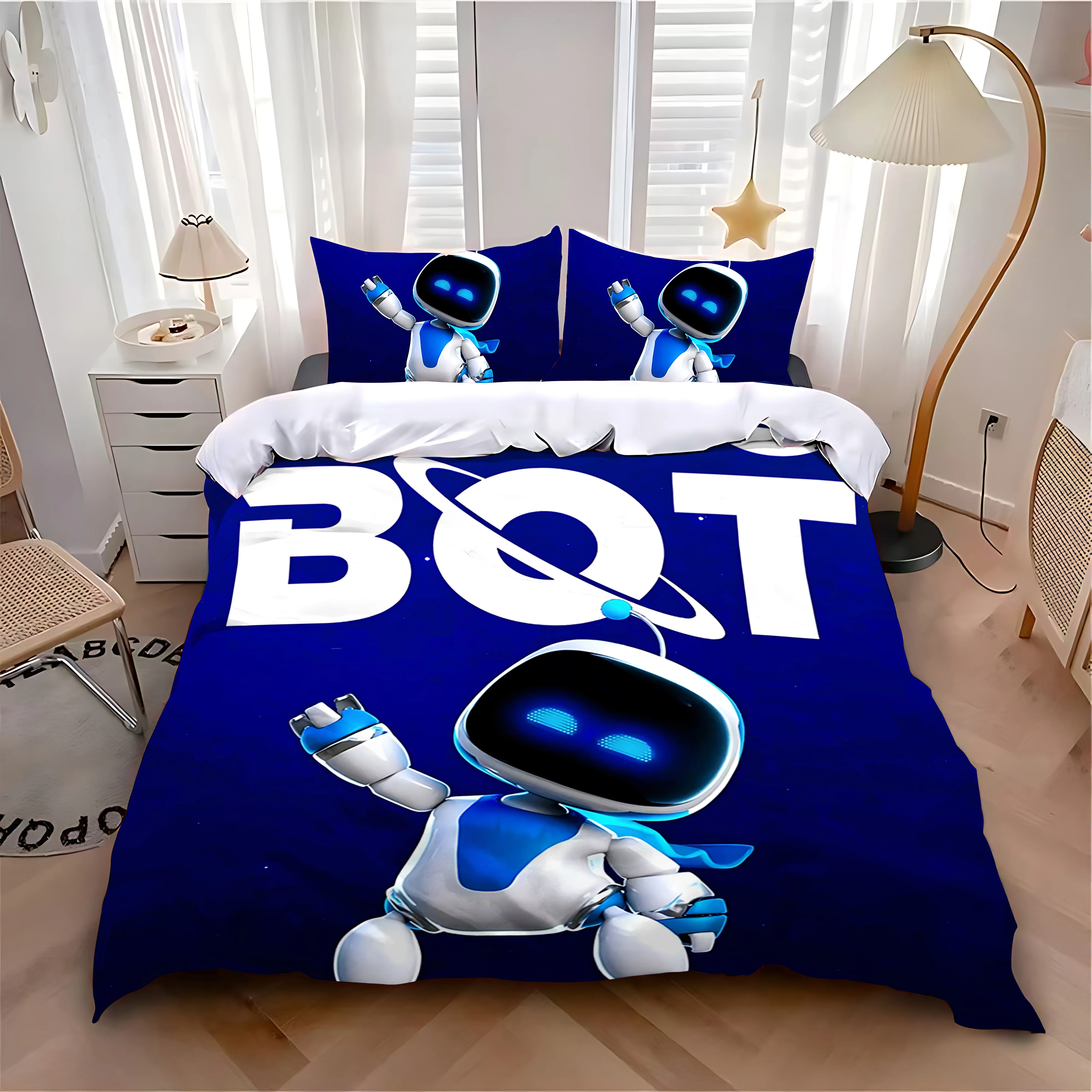 Duvet Cover Pillowcase Bedding Set Adult Boy Girl Bedroom Decoration Children Single Double Large Size Cute A-Astrobots B-Bots