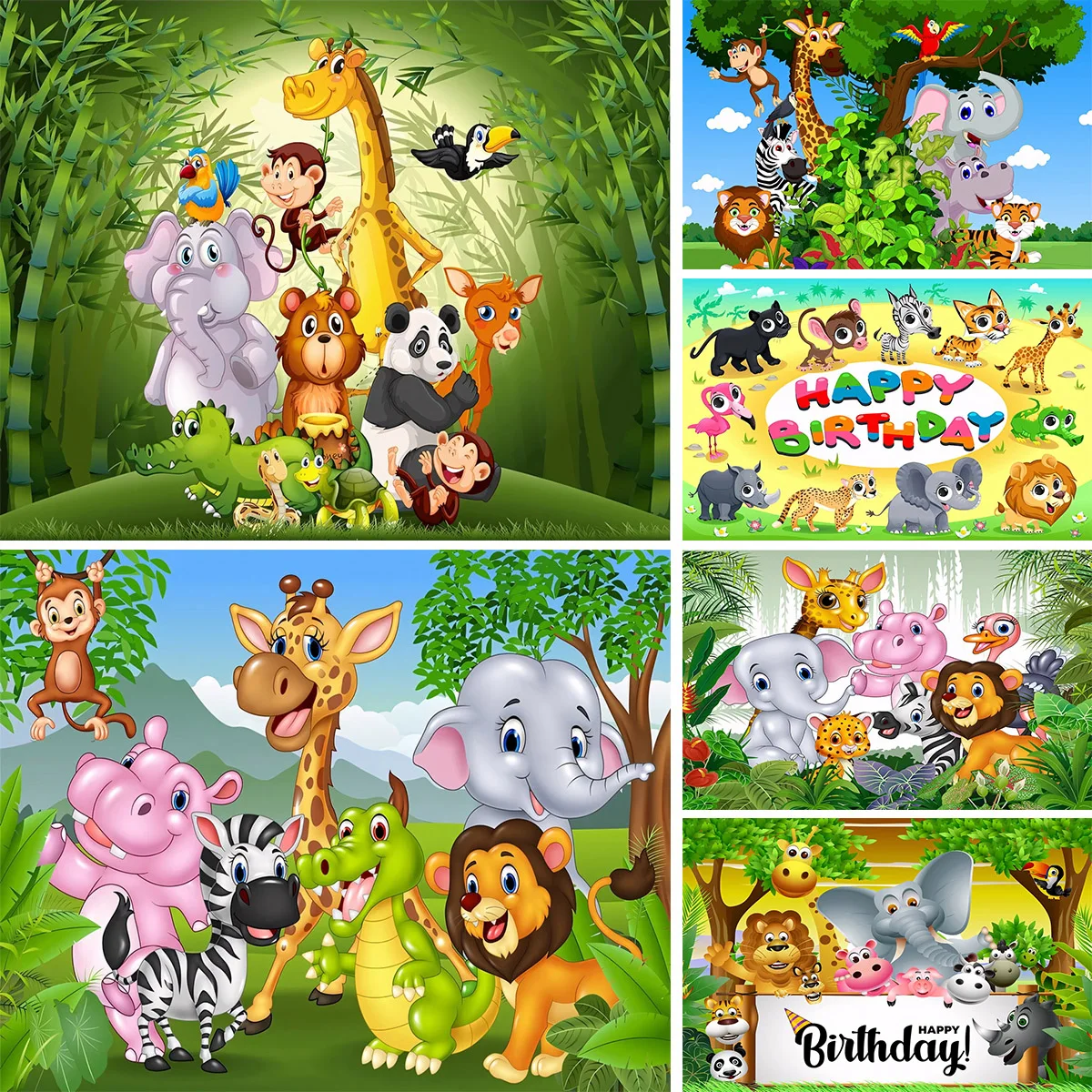 Toile de fond de photographie d'animaux de la jungle Safari, Interface One, 1er anniversaire, garçon, fille, nouveau-né, baby shower, arrière-plan personnalisé pour studio photo