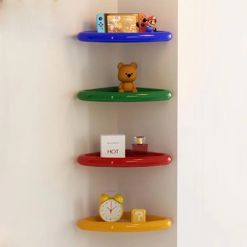Wall Mounted Corner Shelf Floating Storage Shelves Household Organizer Plastic Display Stand Storage Locker Bathroom Accessories