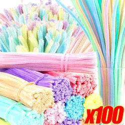 10/100Pcs Colorful Chenille Stems Pipe Cleaner Craft Plush Tinsel Stick Wired Twist Stick Kids Educational Toy DIY Arts Supplies