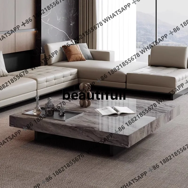 

Italian marble slate coffee table living room home square natural luxury stone