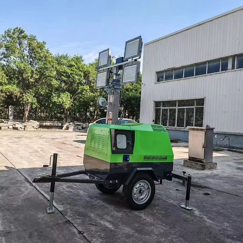 Mobile Lighthouse 7m  Emergency Mobile Lighting Tower, Hand Crank Telescopic Mast, Trailer-Mounted Lighting Vehicle