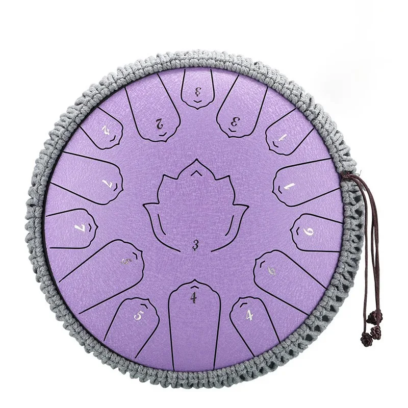 Hluru Music Drum 15 Notes Glucophone Steel Tongue Drum 14 Inch 15 Notes C Tone Ethereal Drum Percussion Musical Instruments