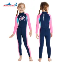 Traje de baño con protección solar para niños, traje de buceo de manga larga de secado rápido, protección solar de una pieza, traje de neopreno flotante para natación y surf