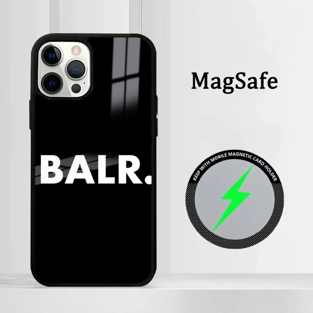 Luxury Brand B-BALR Black Phone Case For iPhone16 15 14 13 12 11 Pro Max Plus Mini Mirror Magnetic Cover