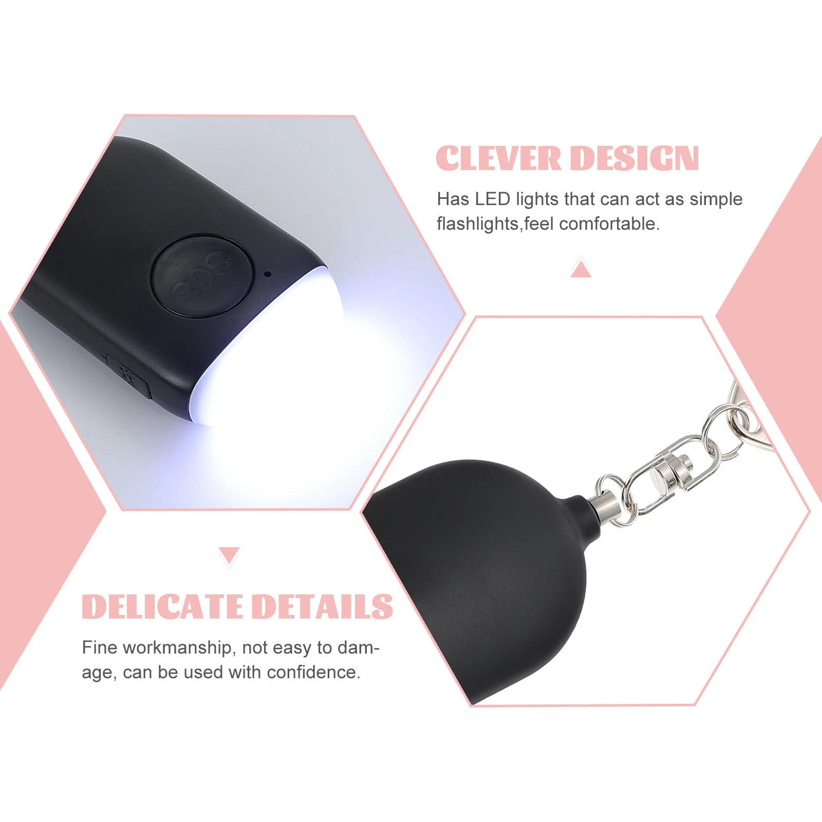 1Set Women Outdoor Personal Alarm Rechargeable Portable Mini Keychain Flashlight Personal Alarm Self