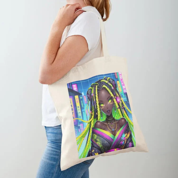 

Futuristic Neon Beauty Tote Bag shopping bags foldable supermarket folding bag shopper bags for women Handbags