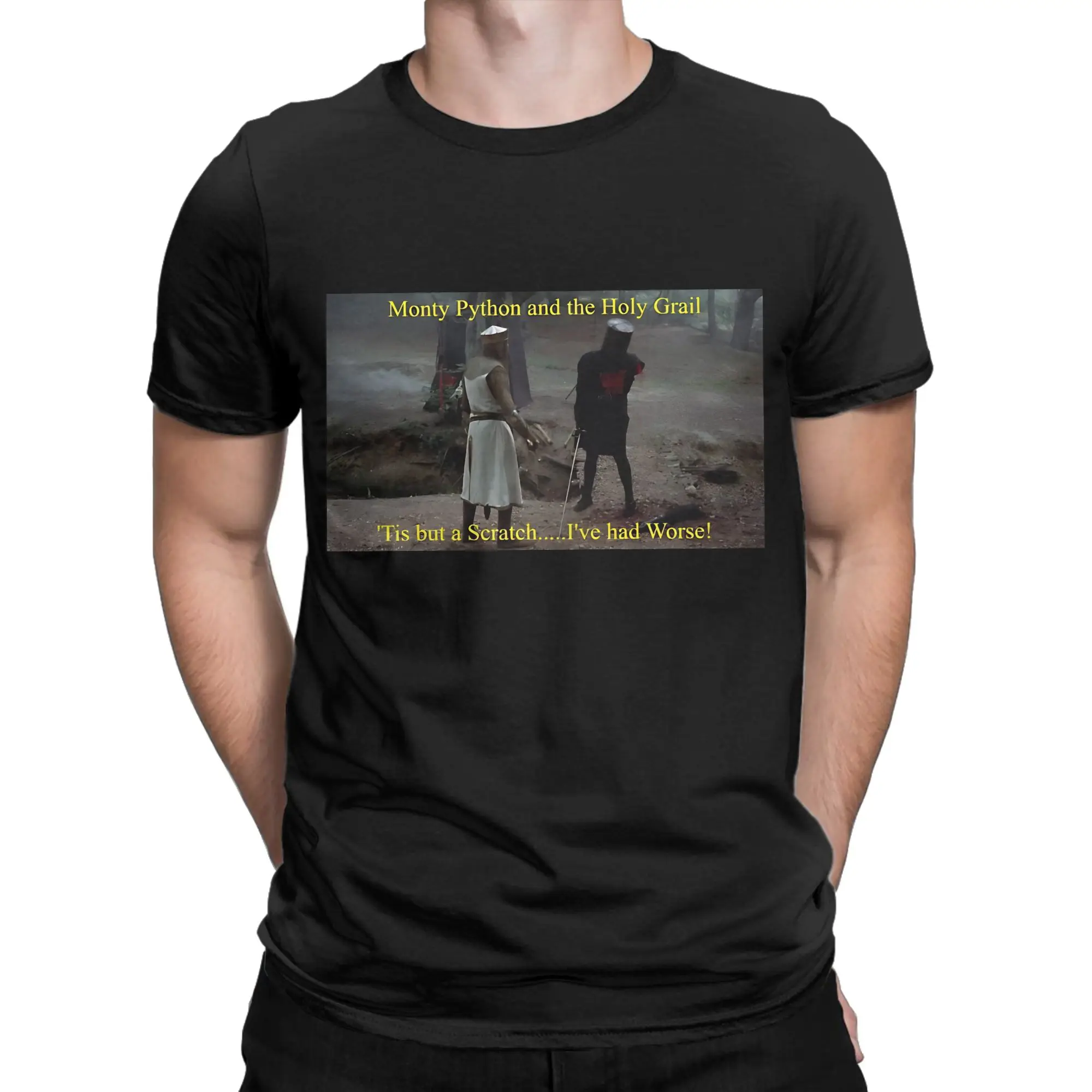 Monty Python and the Holy Grail Black Knight Scratch Funny 100% Cotton T-Shirt Monty Python and the Holy Grail Tops Tees For Men