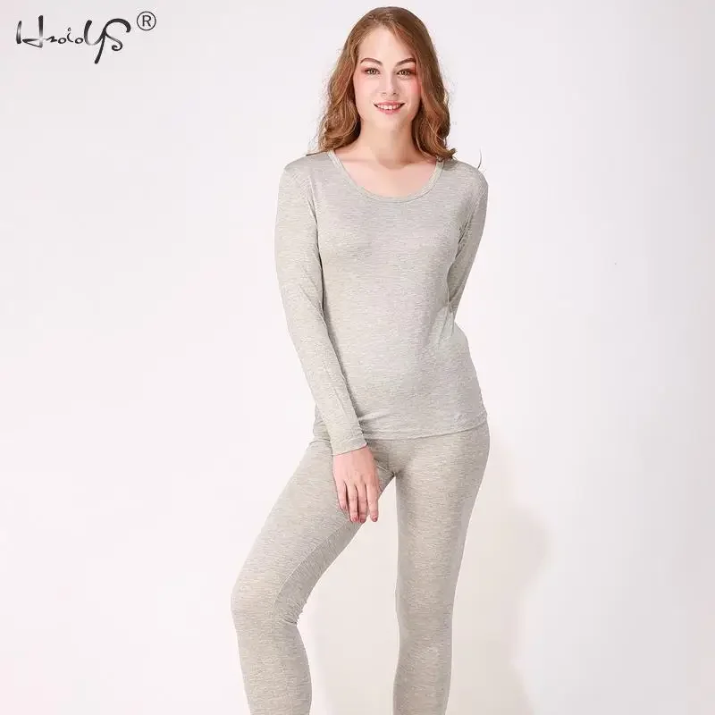 New Winter Thermal Underwear Women Modal & Plus Velvet Long John Women Set Thick Second Thermal Female Skin Fleece Two Piece Set