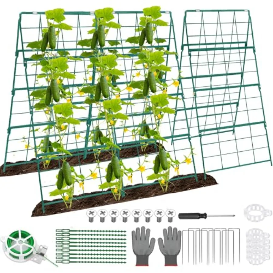

Cucumber Trellis for Raised Bed A Frame Metal Garden Trellis for Climbing Plants Outdoor 42 x 32IN Foldable Coated Steel Cucumb