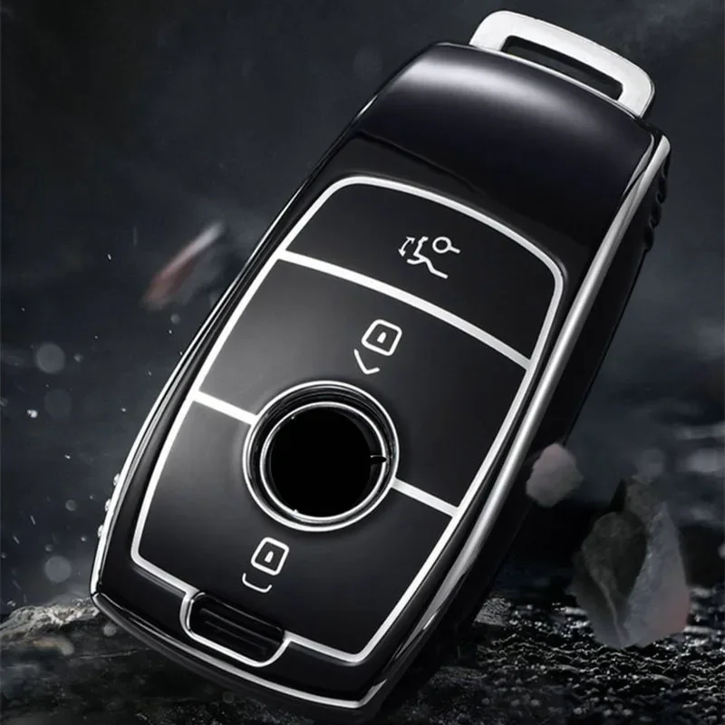 Electroplate Soft TPU Car Key Case Cover Shell Fob For Mercedes Benz A B C E S Class W204 W205 W212 W213 W176 GLC CLA AMG W177