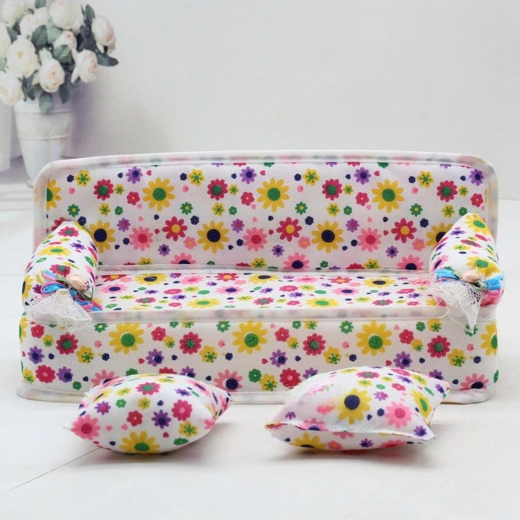 1/2pcs Girl Princess Doll Accessories Cloth Sofa Chair Toy Fabric Sofa with 2 Pillows