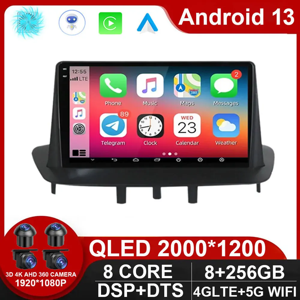 Android 13 GPS Car Radio For Renault Megane 3 Fluence Samsung SM3 2008 - 2014 Stereo Multimedia Video Player DSP CarPlay NO DVD