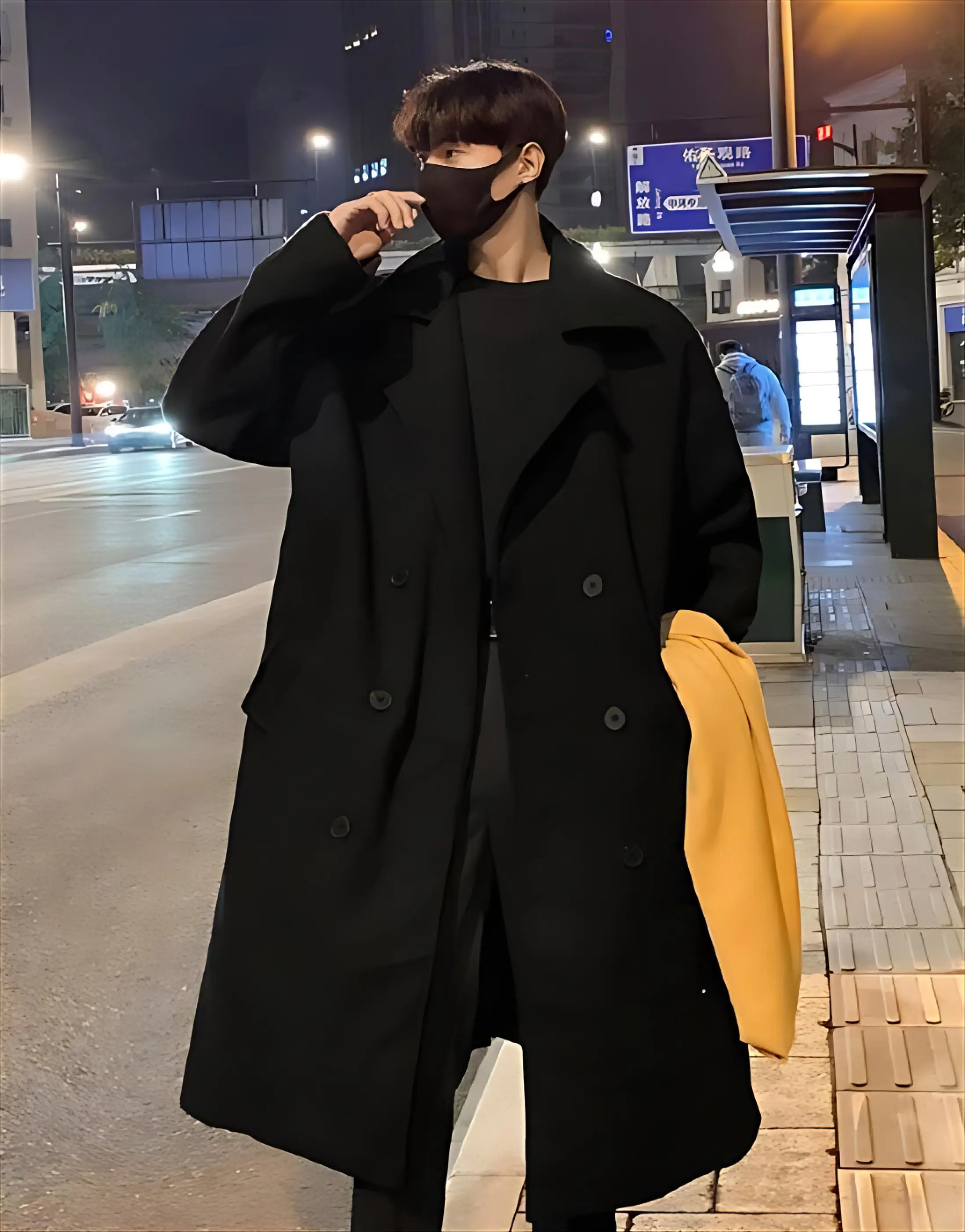 

Wool Blend Coat Grey Man Button Down Front Closure Fastening Simple Clean Basic Essential Fundamental Principal Primary Main Ins