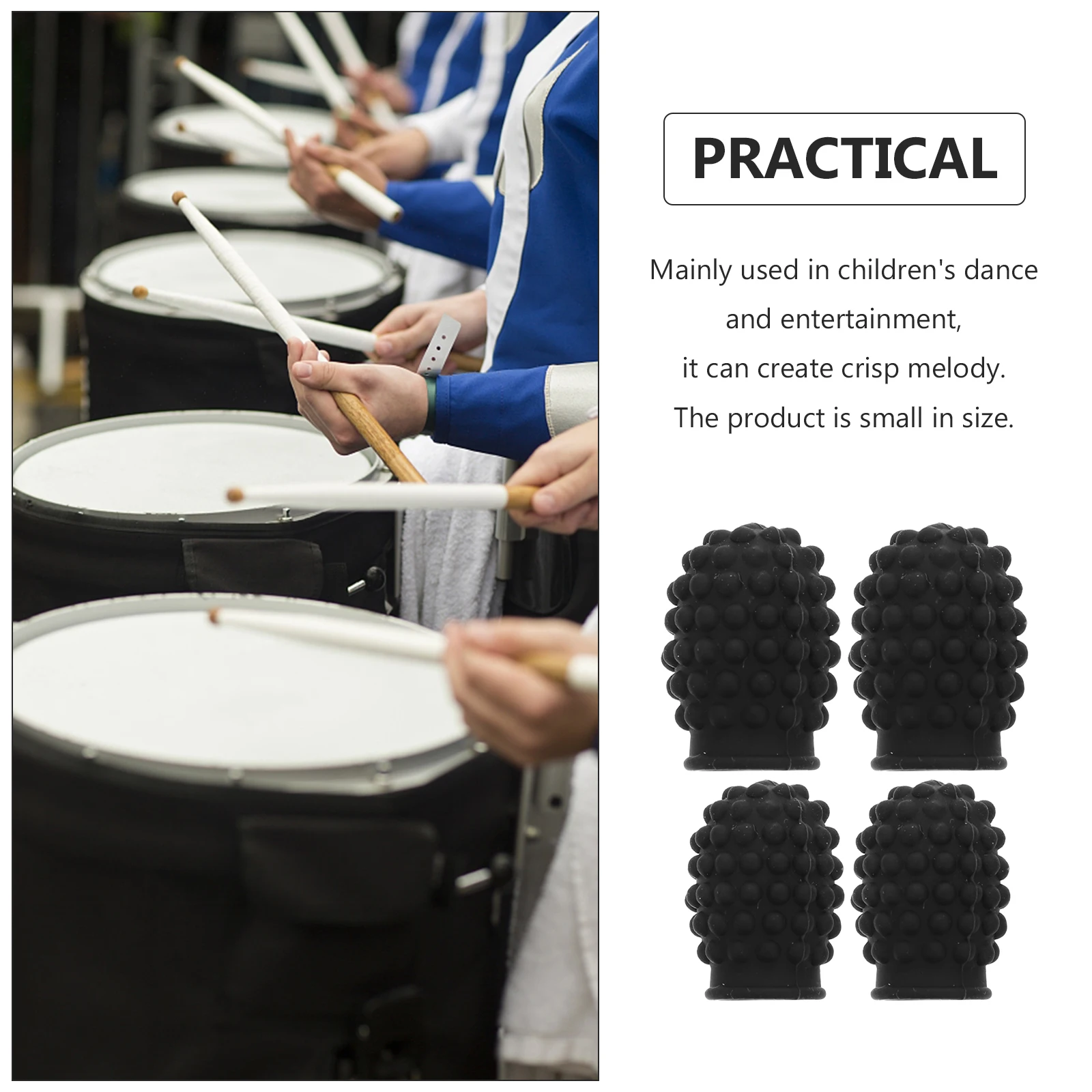 

Silicone Drum Stick Covers Protective Mute Caps for Practice Lightweight Portable Drum Supplies Small Size Long Term Use