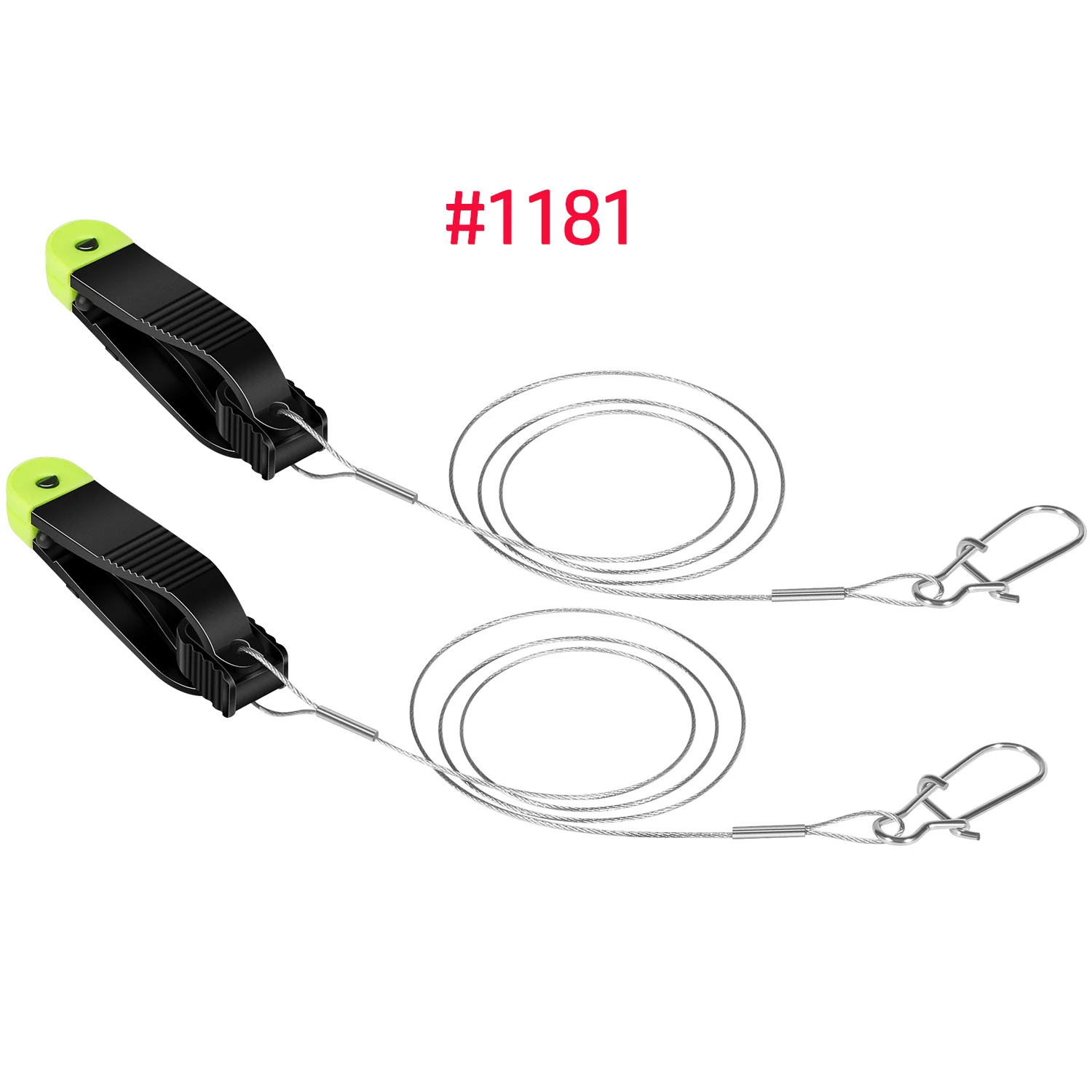 

#1180 Mini Power Grip Plus Line Release, 18-Inch Leader w/ Cable Snap for Trolling, Planer Boards, Deep-Water Fishing -2 Pcs